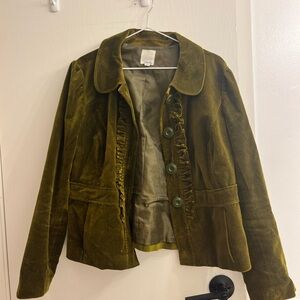 Olive green velvet blazer